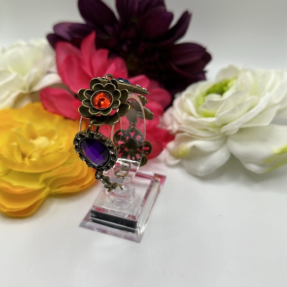 Bronzed Gold Gemstone Bracelet Antiqued Details NEW! - Picture 7 of 8